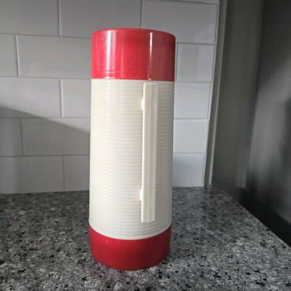 Vtg 70s Aladdin Hy-Lo Thermos & Soup Thermos Red Cream Insulated Hot Cold Lunch - Picture 3 of 9